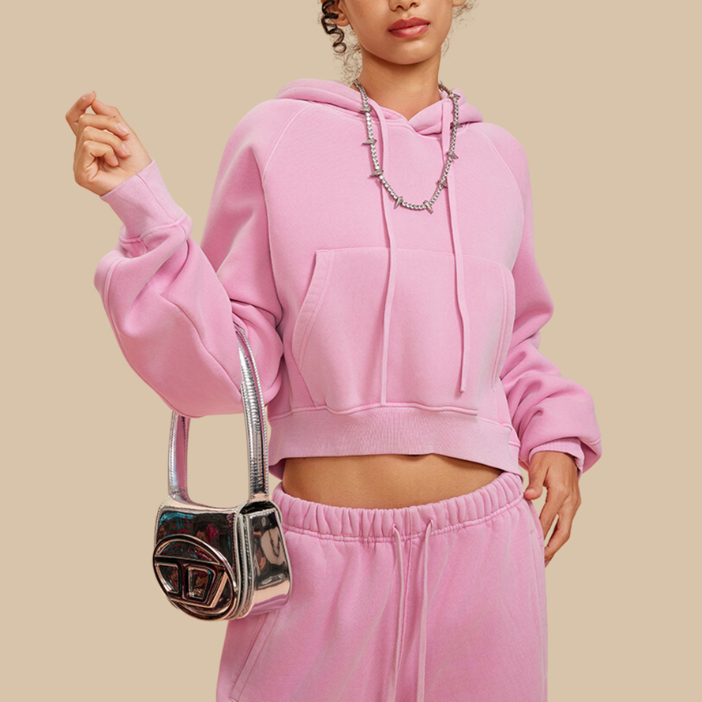 Women's Casual Washed Cropped Hoodie