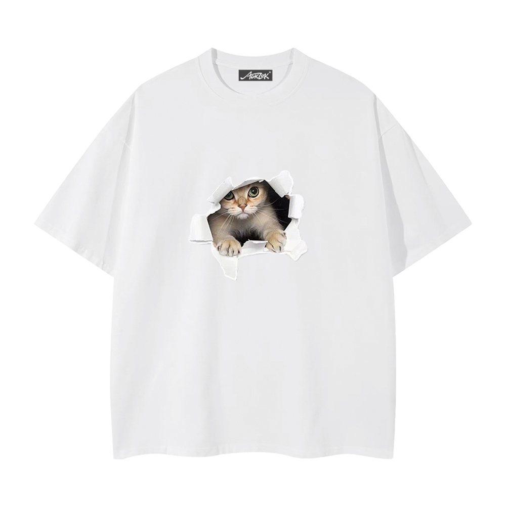 Cute Broken Wall Kitten Print T-Shirt