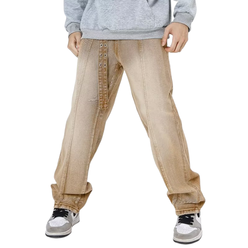 Solid Gradient Straight Washed Jeans