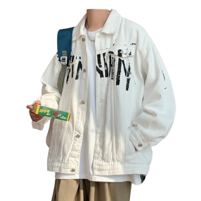 Hand-Drawn Graffiti Denim Jacket