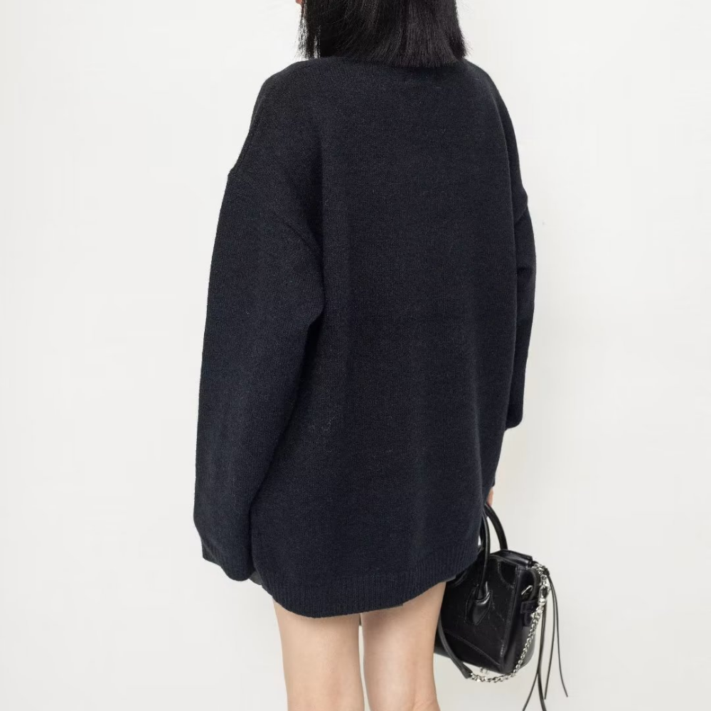 Women's Irregular Zipper Star Sweater
