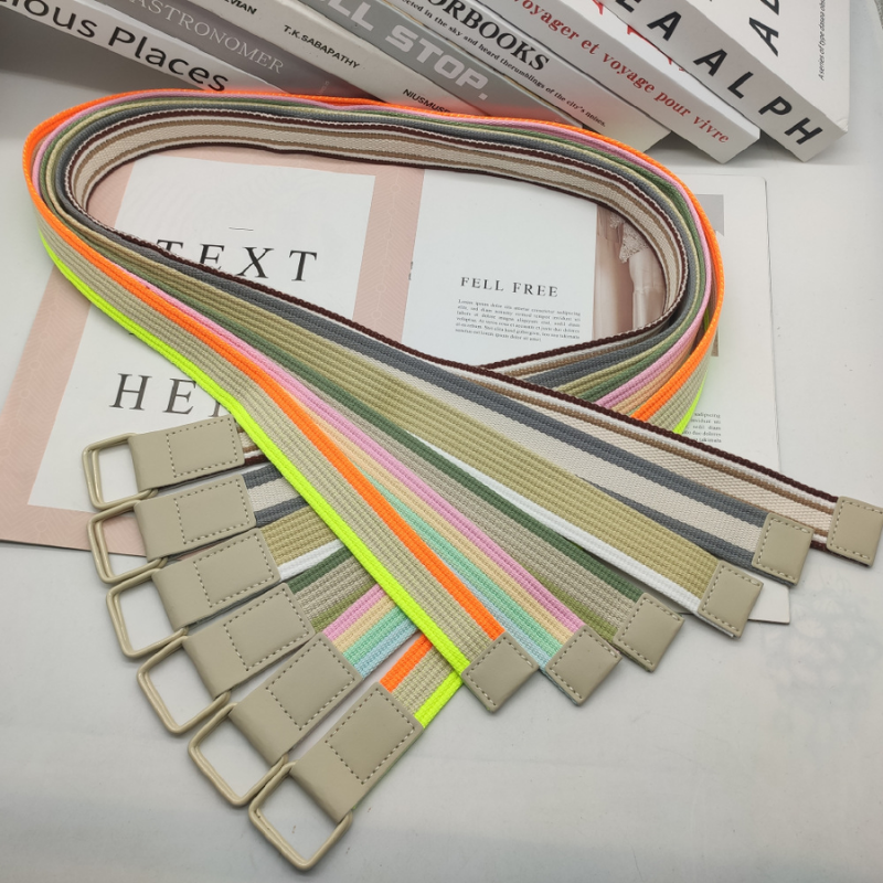 Color Blocking Patchwork Thin Belts