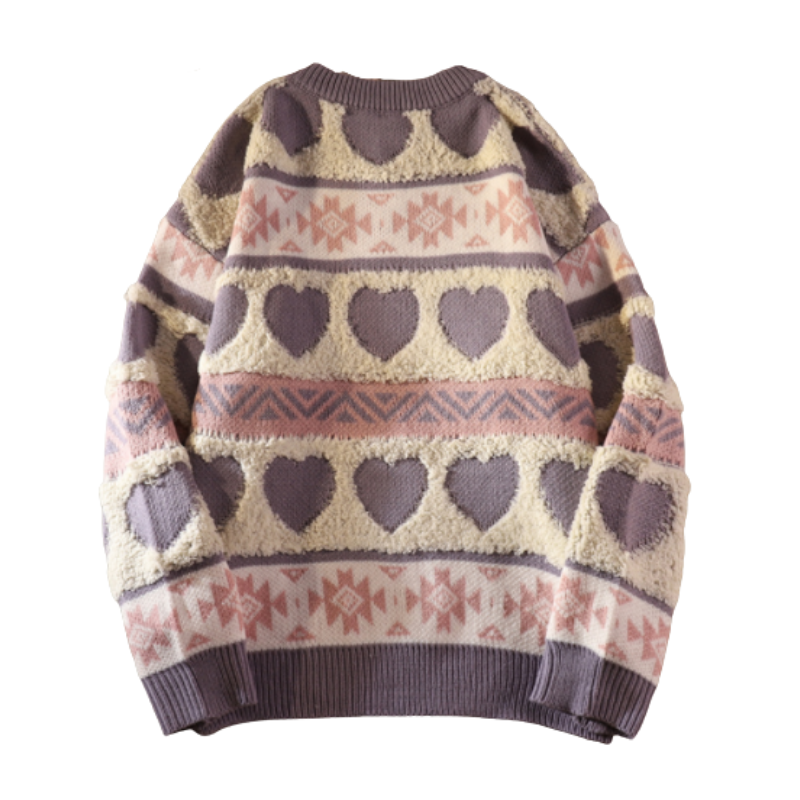Patchwork Heart Jacquard Sweater