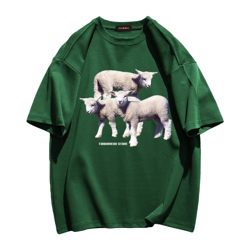Three Sheep Print T-shirt