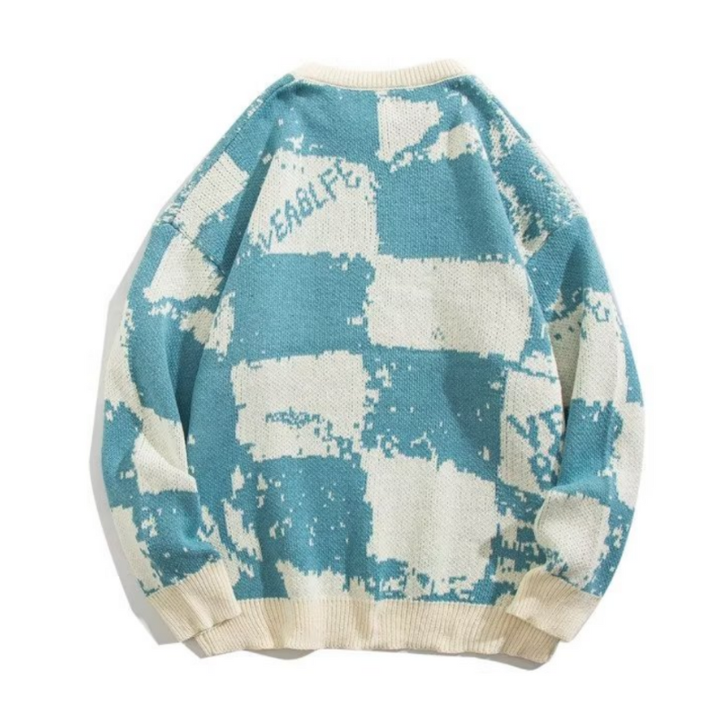 OOC' Loose Contrast Checkerboard Sweater