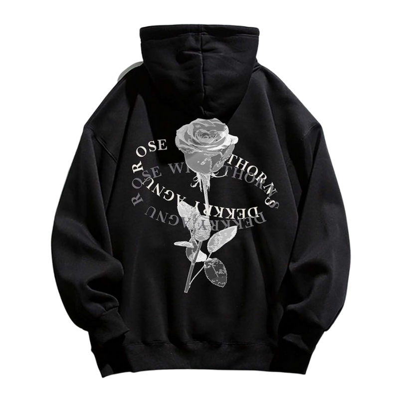 Vintage Pure Rose Letter Graphic Hoodie