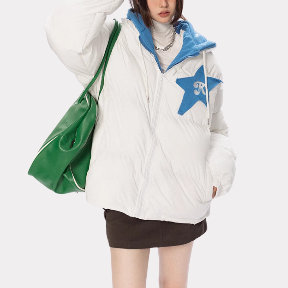 Women's Fake Two Piece Star Coat