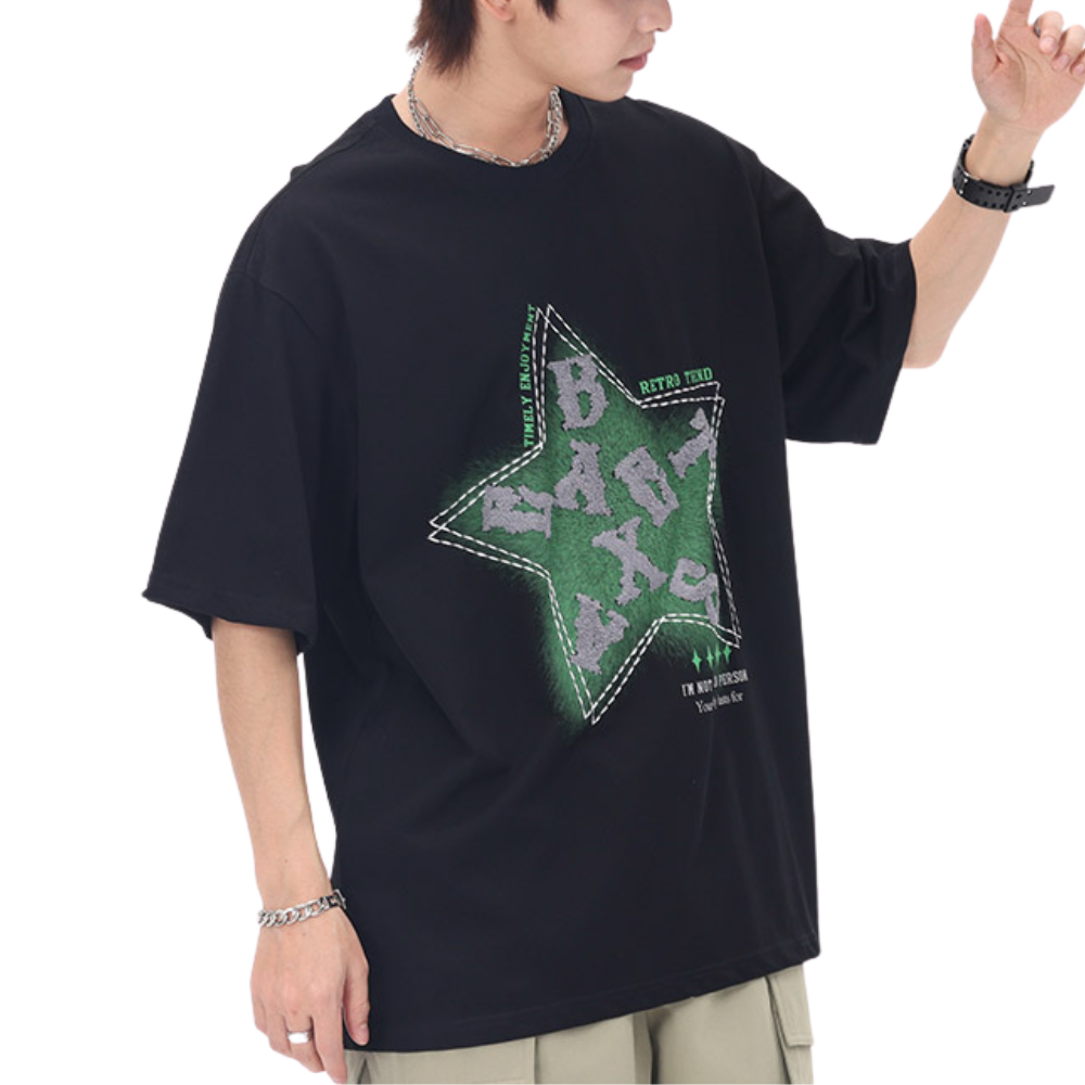 Star Letter Graphic Cotton T-shirt
