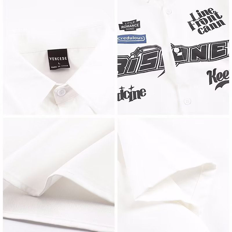Urban Letter Embroidery Short Sleeve Shirt