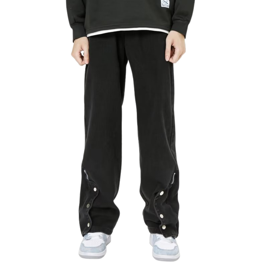 Solid Color Breasted Jeans