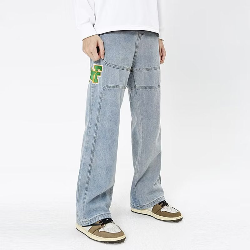Hip Hop Letter Embroidery Jeans