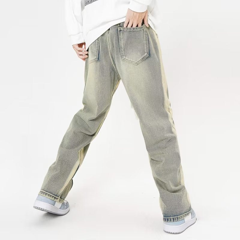 Urban Stripe Distressed Straight Leg Jeans