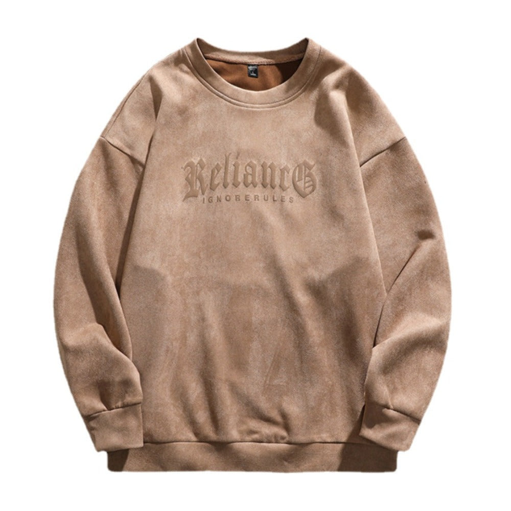 High Street Thickened Letters Suede Sweatshirt