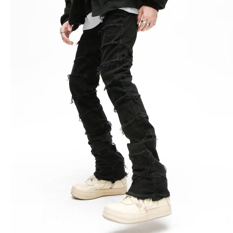 DF |American Black Destroy Washed Stacked Jeans