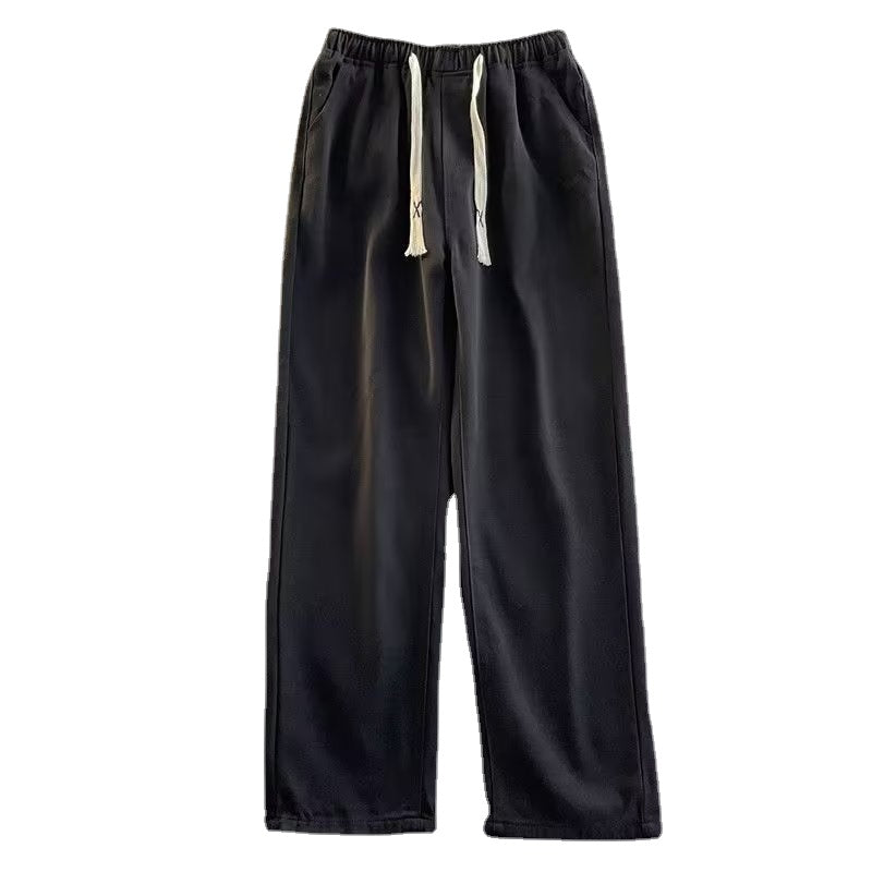 High Street Pure Color Elastic Waist Straight Jeans