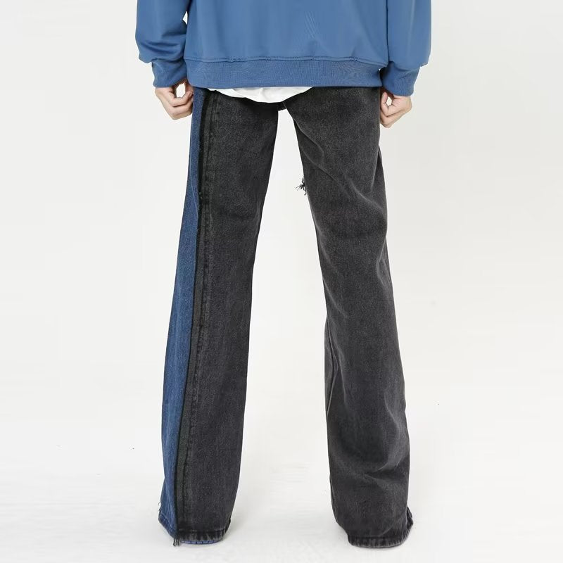 Blue And Black Patchwork Jeans