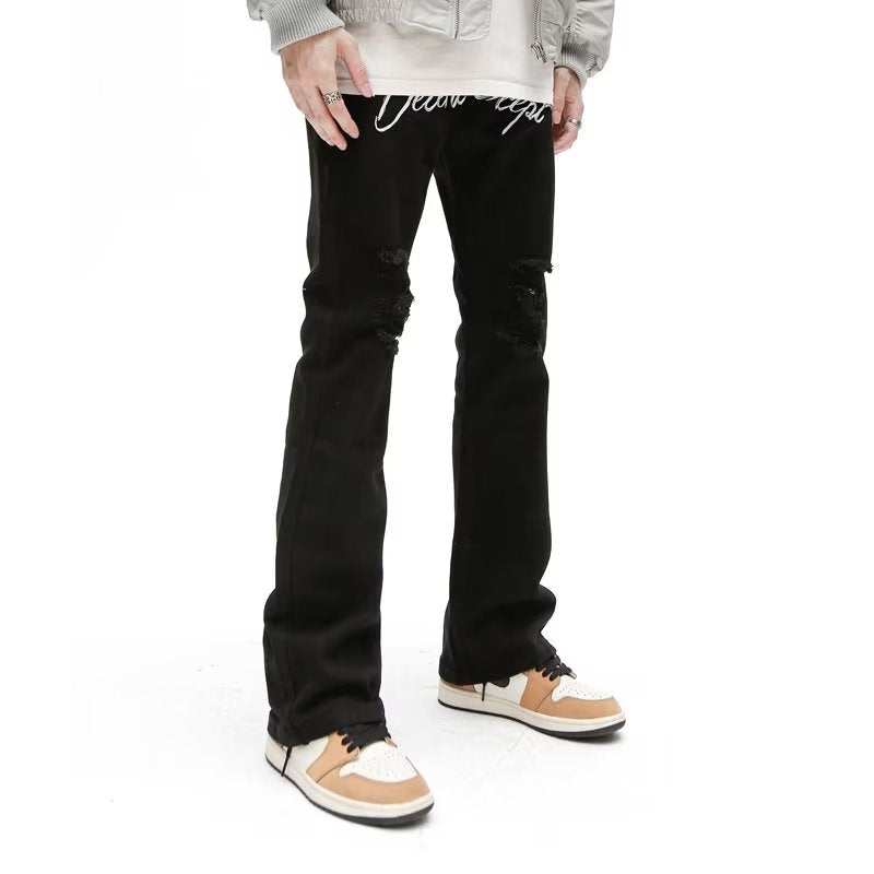 Y2K Letter Pre-Made Hole Washed Jeans