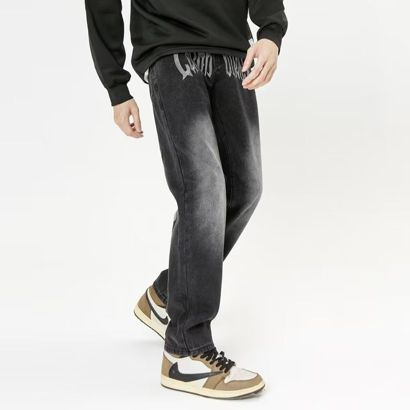 Vintage Loose Straight Zip Pants