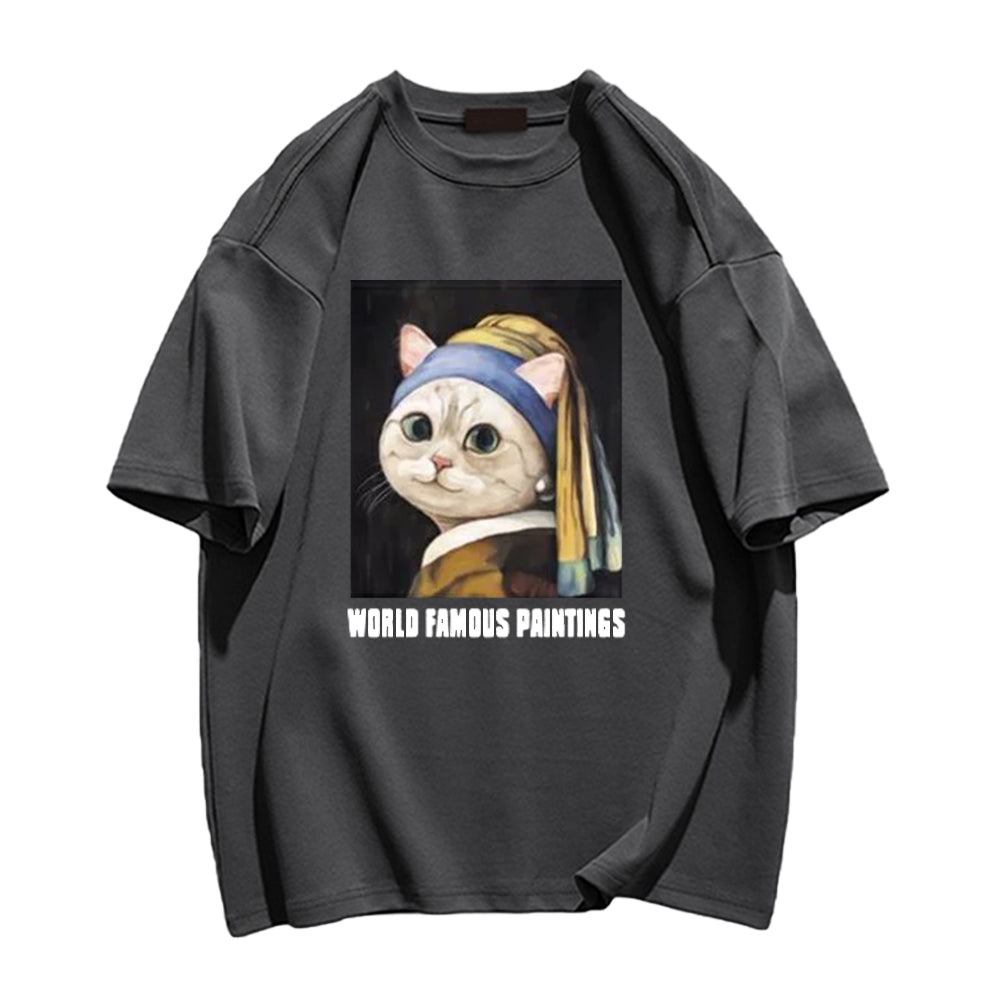 Cat With Pearl Earrings T-shirt