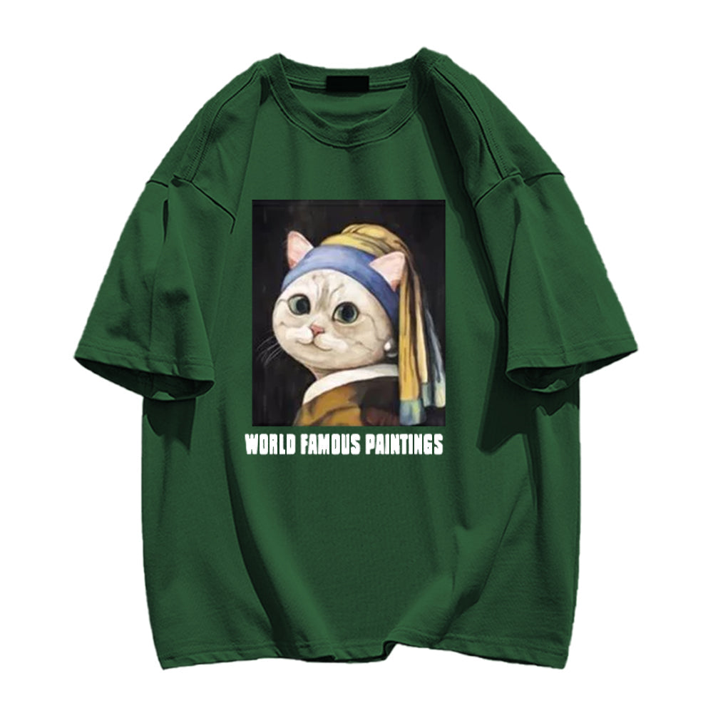 Cat With Pearl Earrings T-shirt