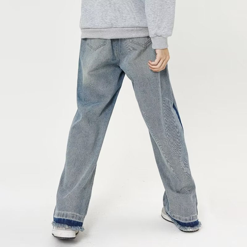 Vintage Letter Embroidery Straight Leg Jeans