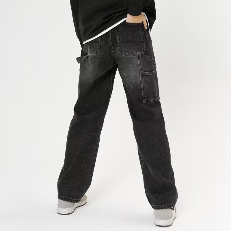 City Black Ripped Straight Jeans