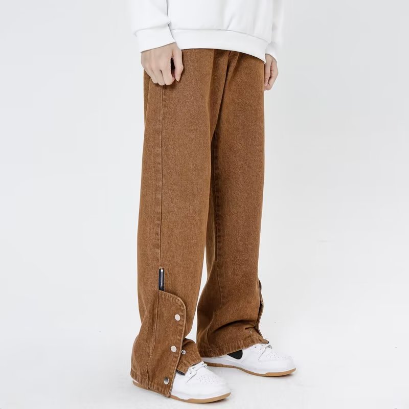 Brown Vintage Button Jeans