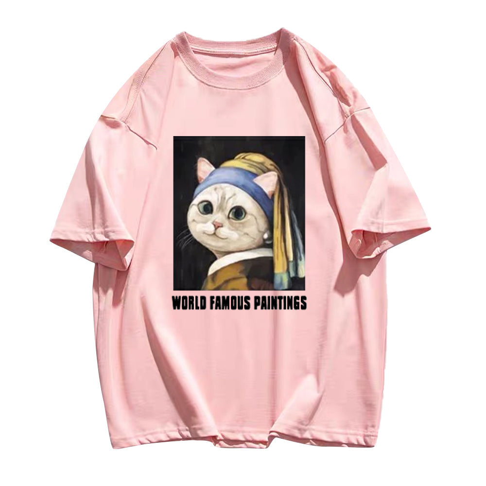 Cat With Pearl Earrings T-shirt