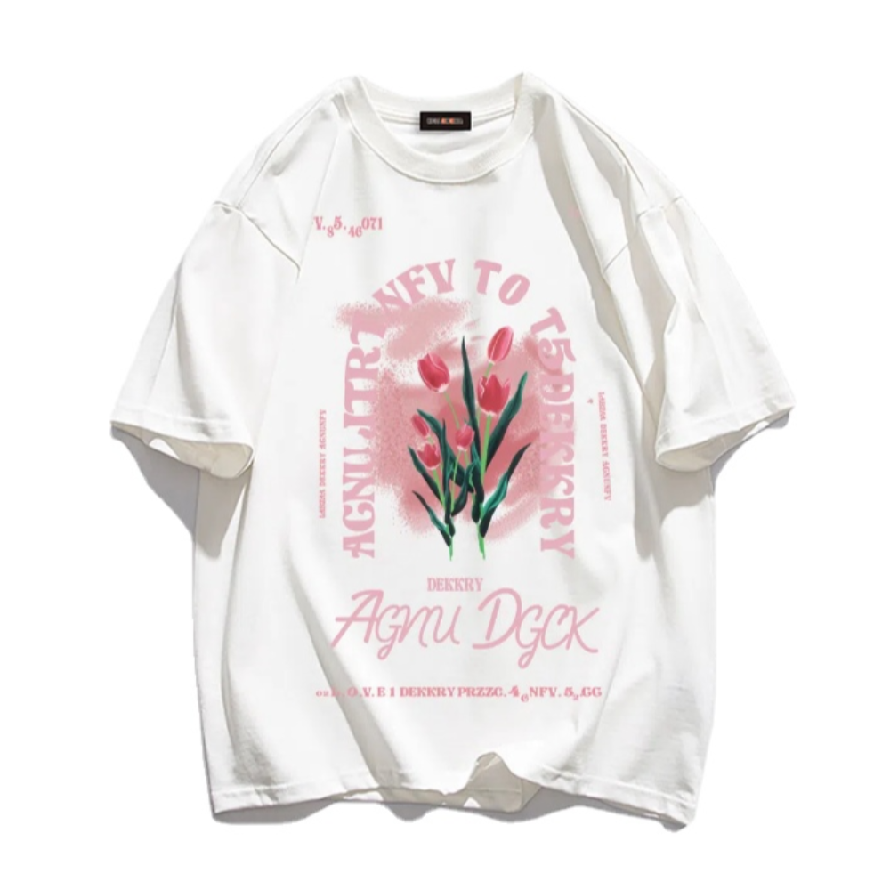 American Street Tulip Print Cotton T-shirt