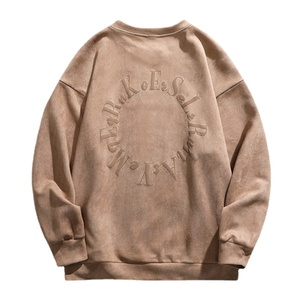 High Street Thickened Letters Suede Sweatshirt