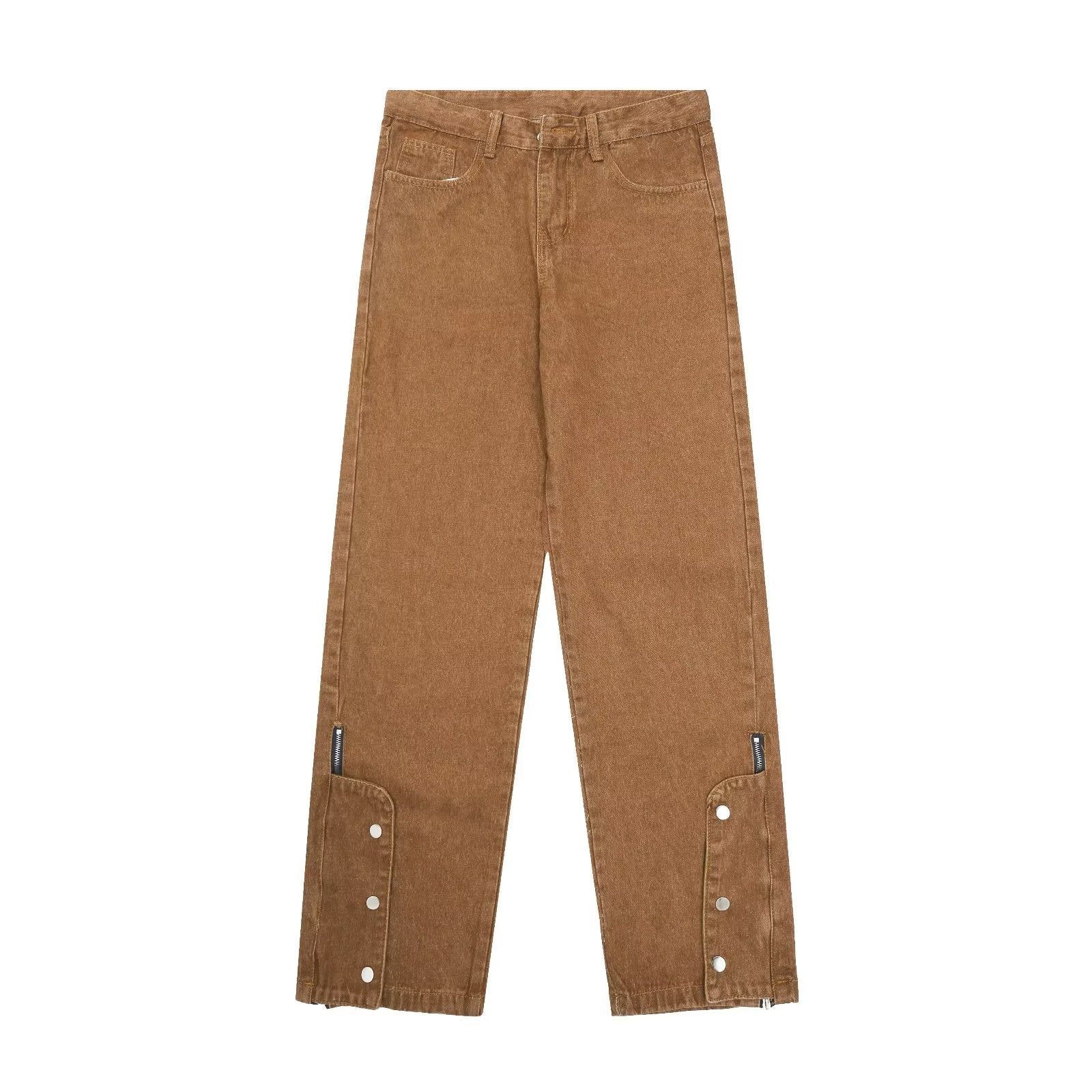 Brown Vintage Button Jeans