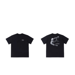 Street Philanthropist Lightning Print Short Sleeve T-Shirt Summer Tide High Street