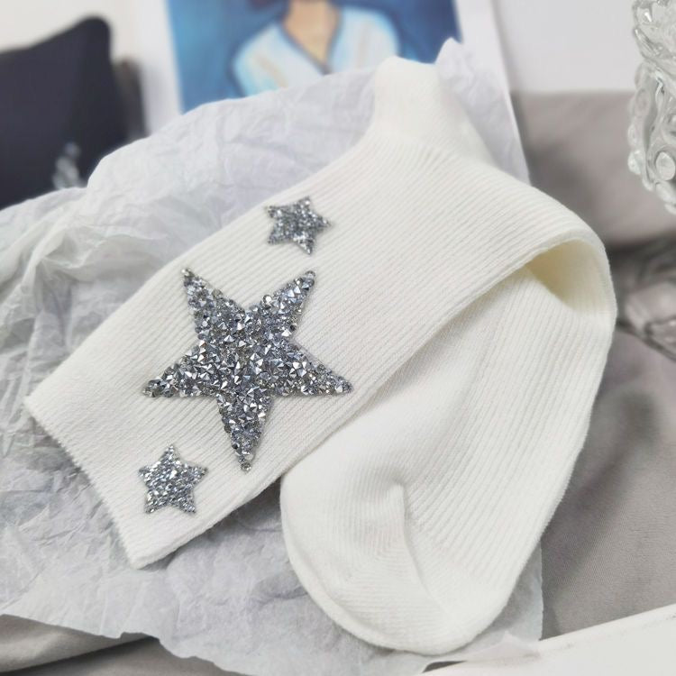 LoopStone Rhinestone White Socks