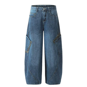BAGGOUT American retro leopard print large pocket work jeans