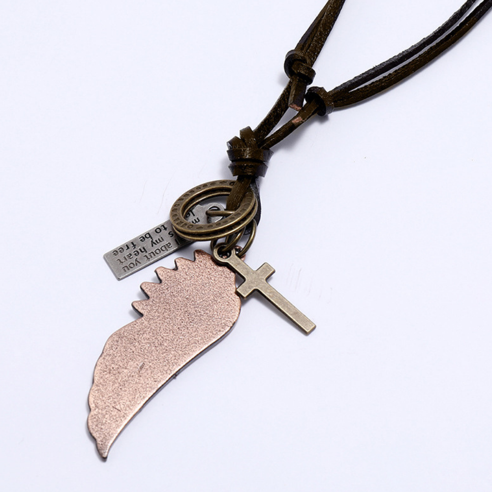 Wing Pull Leather Necklace