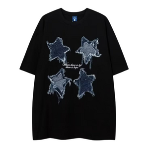 Patchwork Embroidered Stars T-shirt