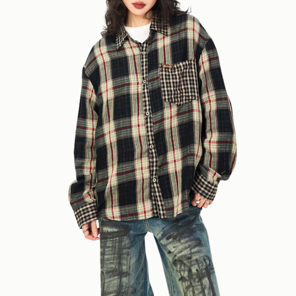 Japanese Patchwork Plaid Shirt