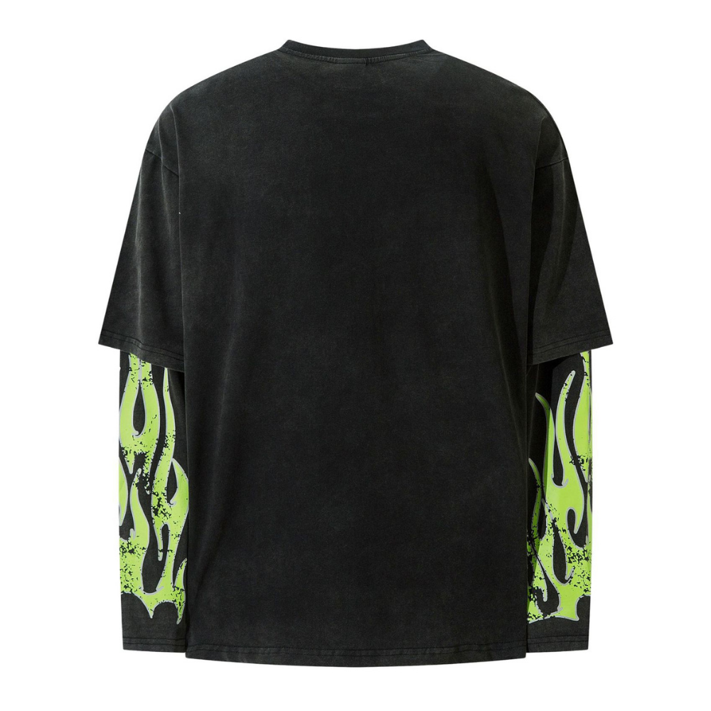 Flame Letters Fake Two Pieces Sweatshirt