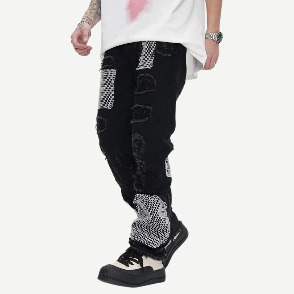 Hip Hop Ripped Mesh Jeans