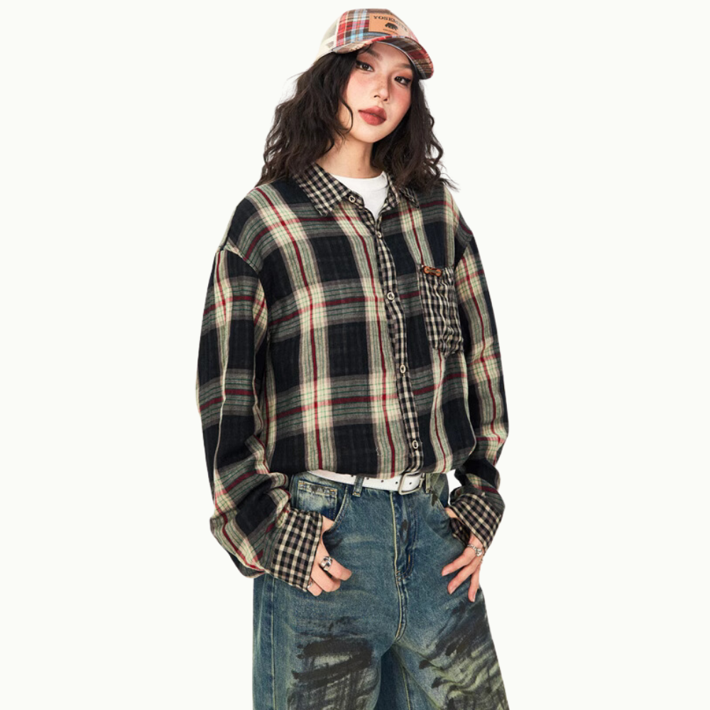 Japanese Patchwork Plaid Shirt