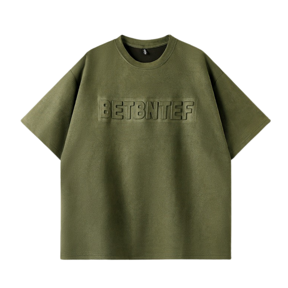 Classic Letter Embossed Suede T-shirt