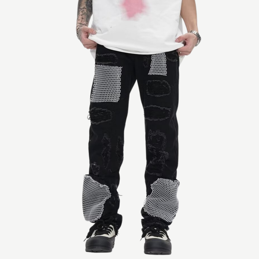 Hip Hop Ripped Mesh Jeans