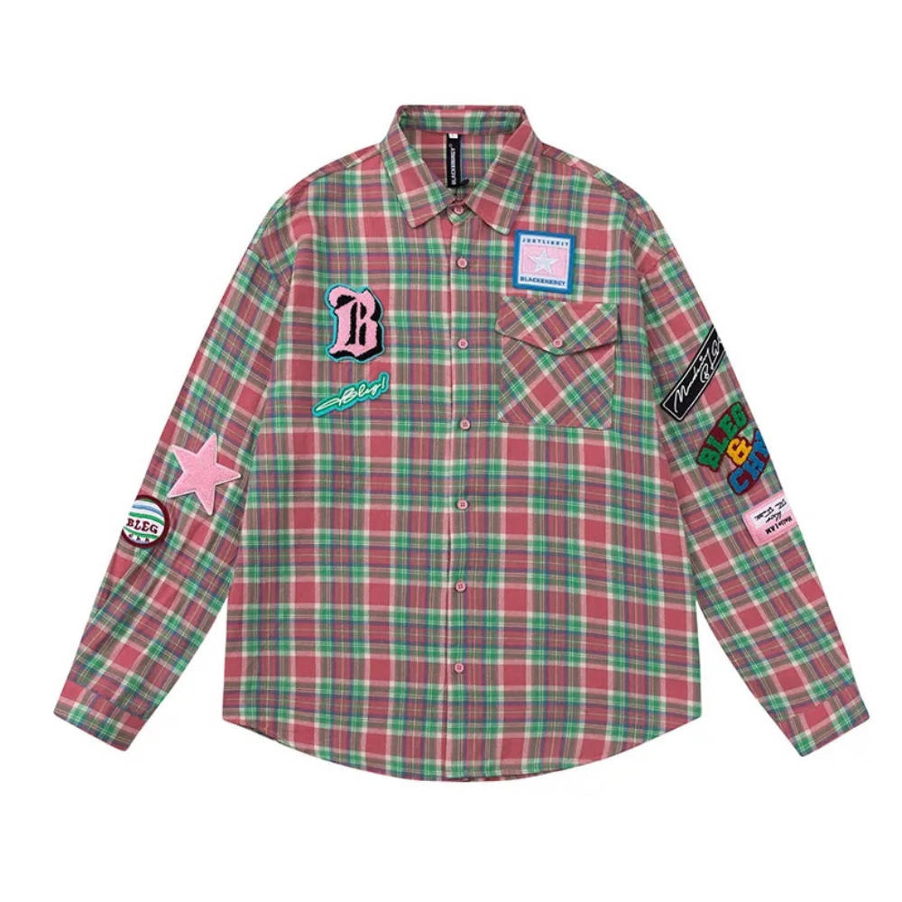 Harajuku Stars Letter Patch Shirt