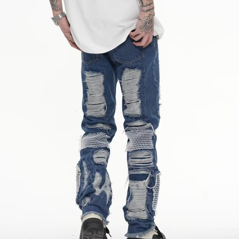 Hip Hop Ripped Mesh Jeans