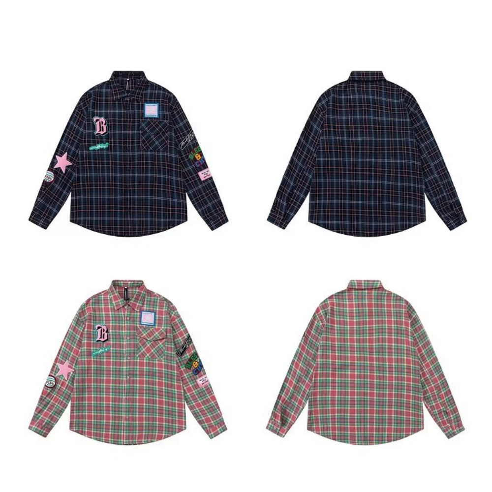 Harajuku Stars Letter Patch Shirt