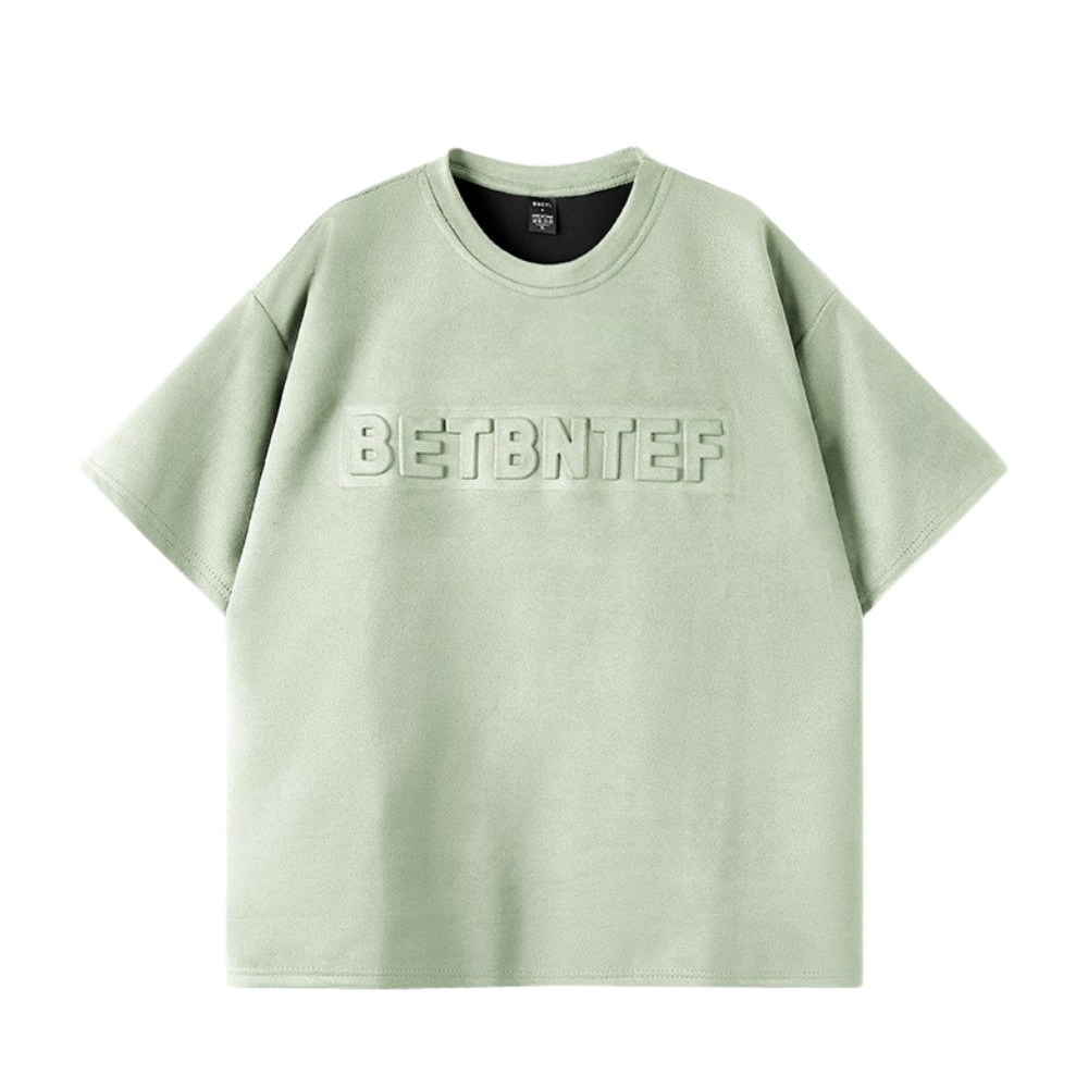 Classic Letter Embossed Suede T-shirt