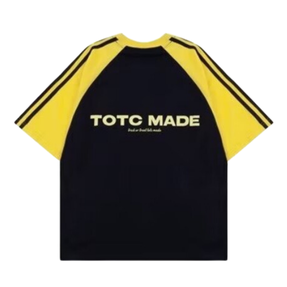 Retro EmbroideRed Colorblock Striped T-shirt