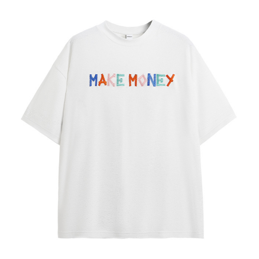 Contrast Letter Embroidered T-shirt