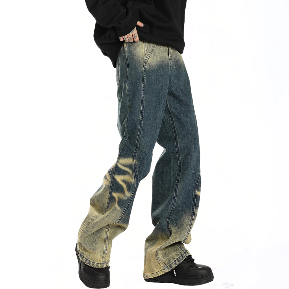 Gradient Tie-Dye Paneled Jeans