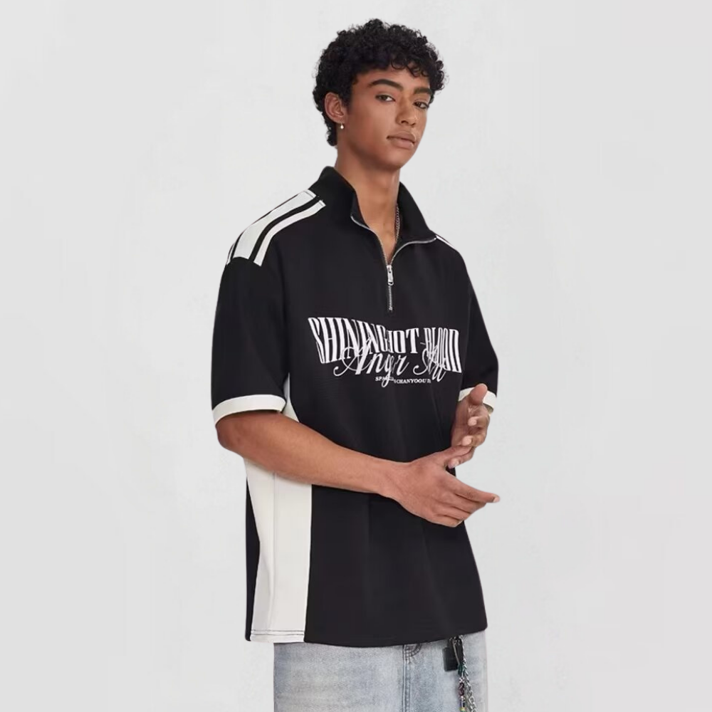 Retro Outdoor Stand Collar POLO Shirt